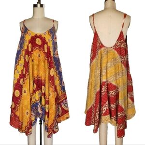 Kantha Bae Slip Dress Boho Lagenlook Free Size Festival Artsy Art To Wear NWT